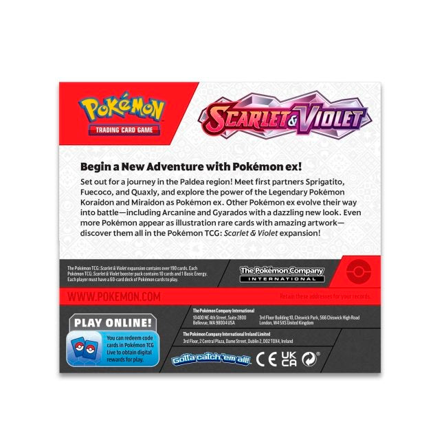 Picture of back of Pokemon Scarlet & Violet Booster Box