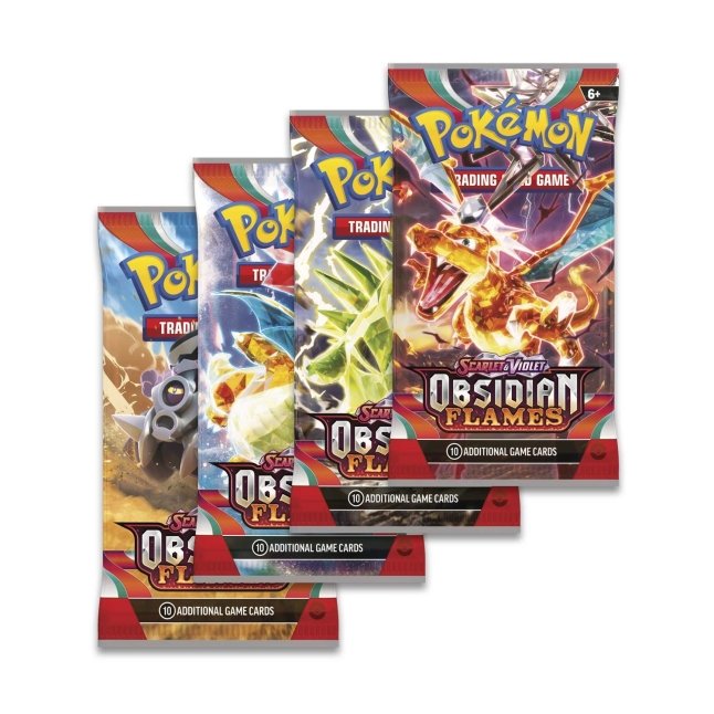 Picture of expansion packs in Pokemon Scarlet & Violet Obsidian Flames Booster Box