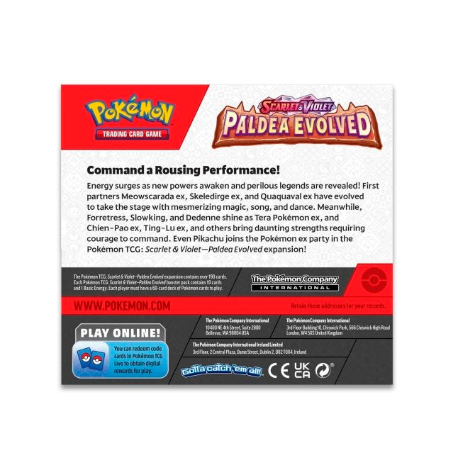 Picture of back of Pokemon Scarlet & Violet Paldea Evolved Booster Box