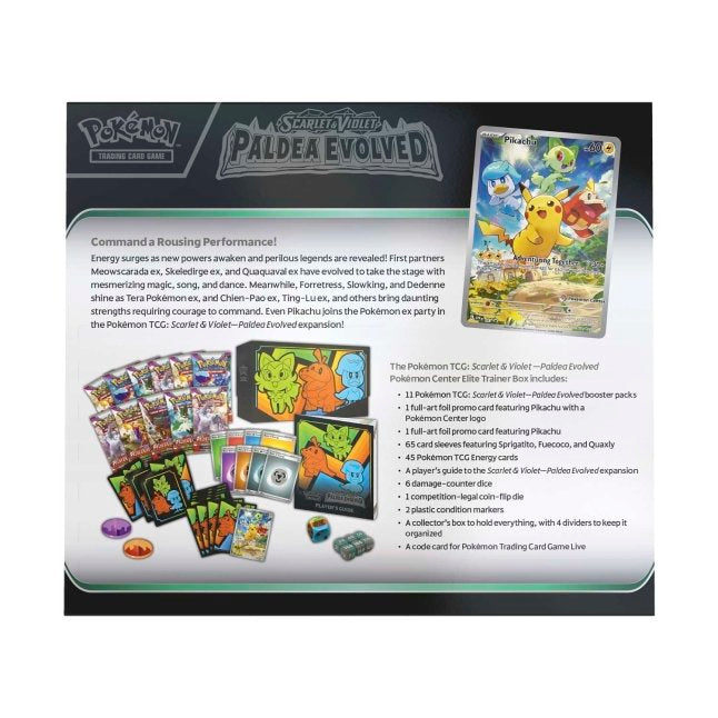 Picture of back of Pokemon Scarlet & Violet Paldea Evolved Pokemon Center Elite Trainer Box