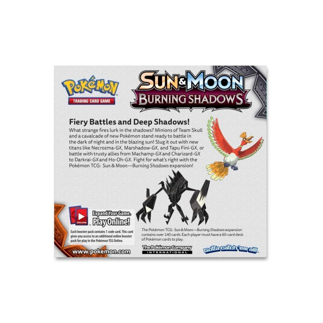 Picture of back of Pokemon Sun & Moon Burning Shadows Booster Box