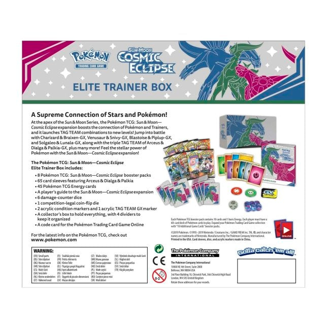 Picture of back of Pokemon Sun & Moon Cosmic Eclipse Elite Trainer Box