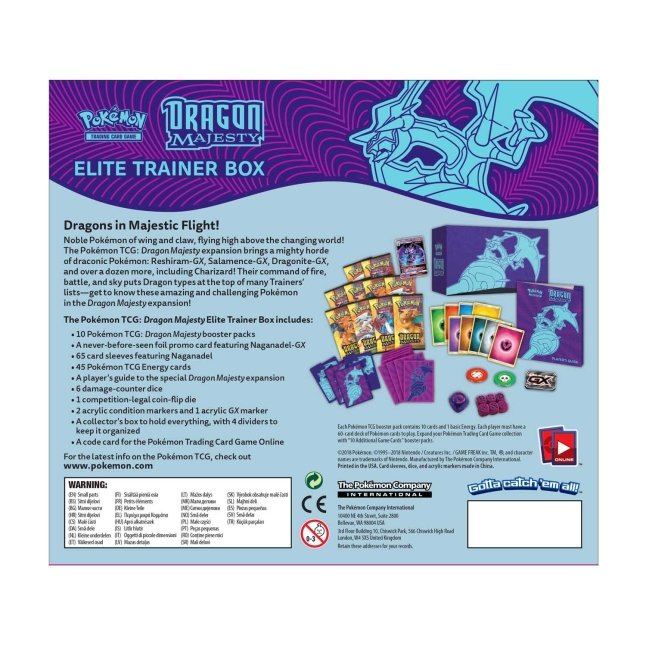 Picture of back of Pokemon Sun & Moon Dragon Majesty Elite Trainer Box
