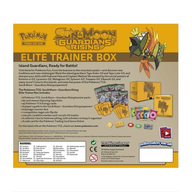 Picture of back of Pokemon Sun & Moon Guardians Rising Elite Trainer Box