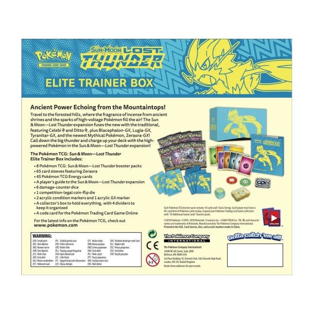 Picture of back of Pokemon Sun & Moon Lost Thunder Elite Trainer Box