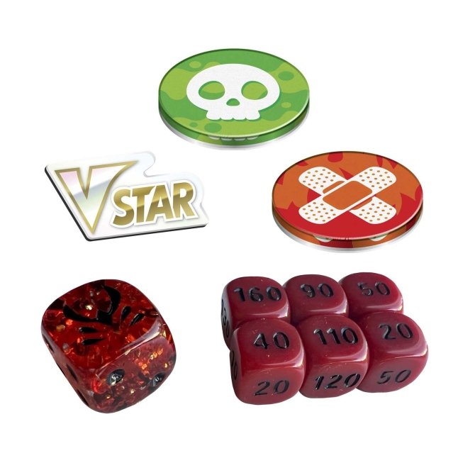 Picture of dice and coins in Pokemon Sword & Shield Lost Origin Pokemon Center Elite Trainer Box
