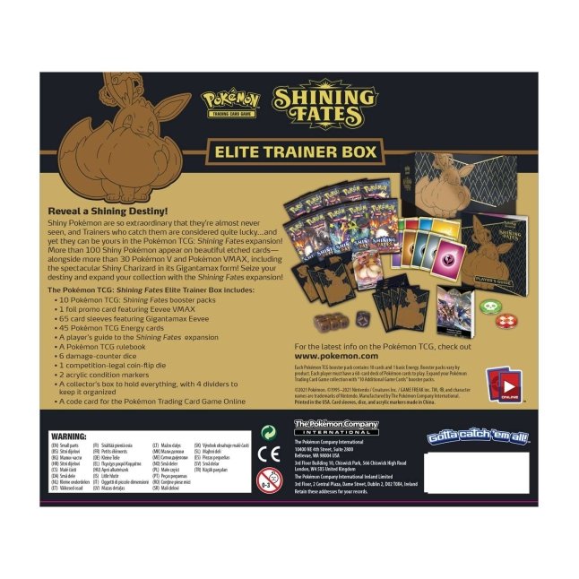 Picture of back of Pokemon Sword & Shield Shining Fates Elite Trainer Box
