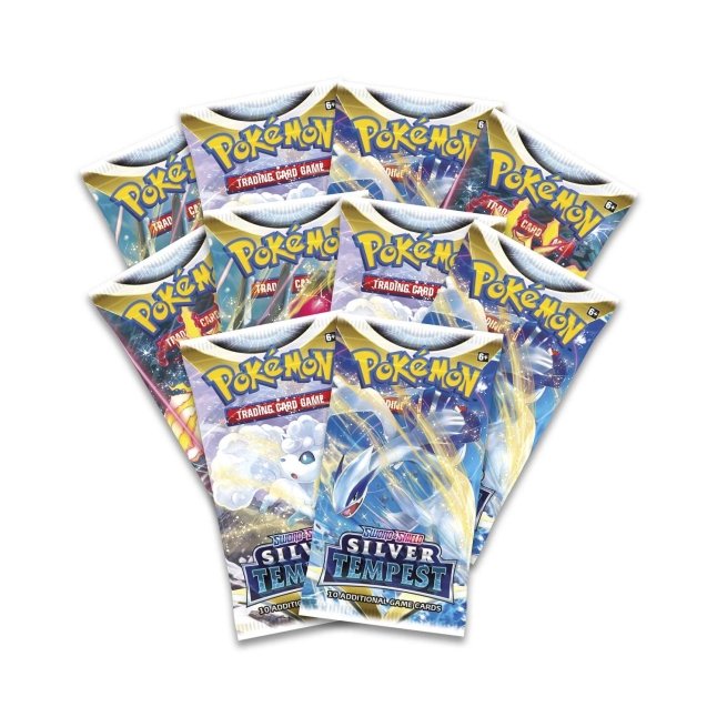 Picture of expansion packs and code card in Pokemon Sword & Shield Silver Tempest Pokemon Center Elite Trainer Box