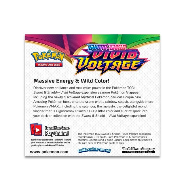 Picture of back of Pokemon Sword & Shield Vivid Voltage Booster Box