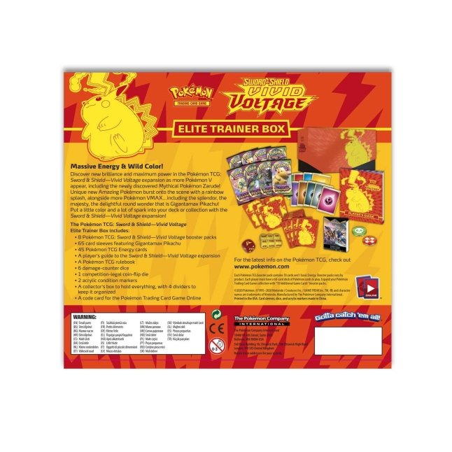 Picture of back of Pokemon Sword & Shield Vivid Voltage Elite Trainer Box