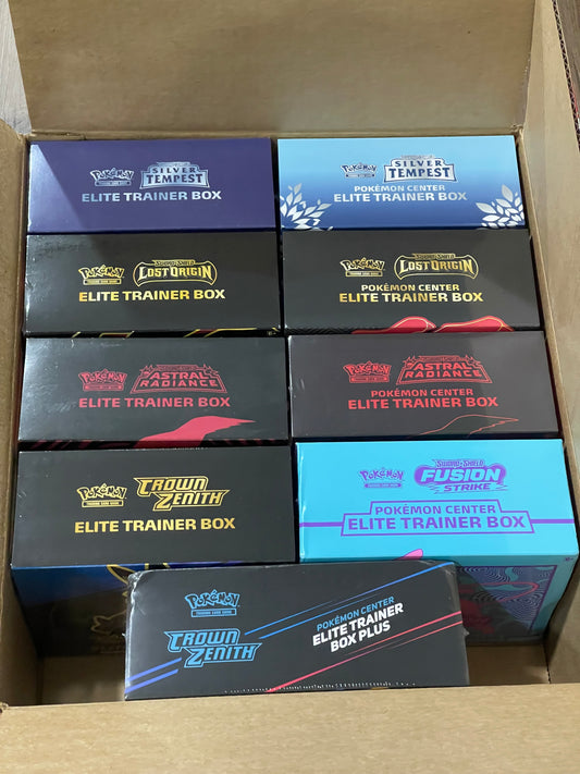 Pokemon Sword & Shield Series Pokemon Center, Regular and Plus - 9 Total ETBs