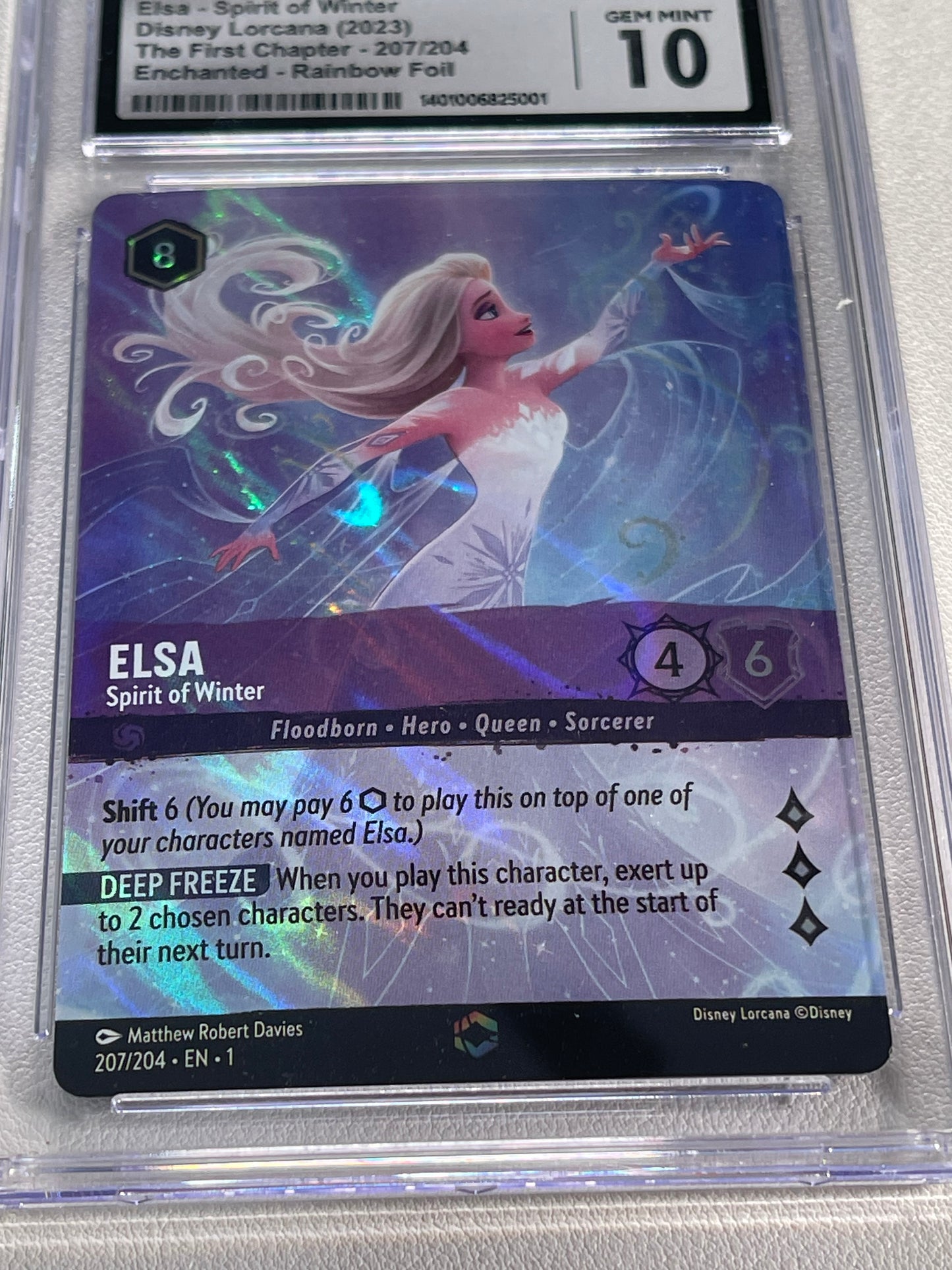 2023 Disney Lorcana EN 1 Elsa Spirit of Winter 207/204 Enchanted 10 Gem Mint