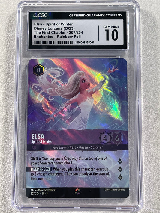 2023 Disney Lorcana EN 1 Elsa Spirit of Winter 207/204 Enchanted 10 Gem Mint