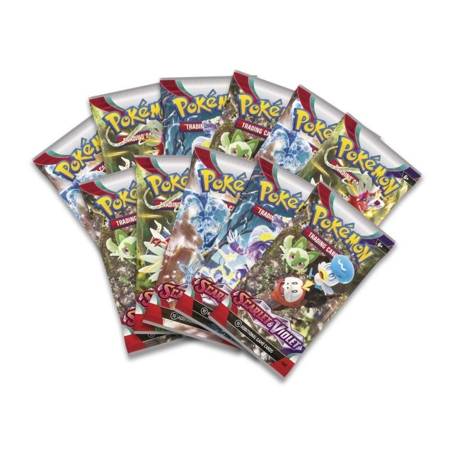 Picture of expansion packs and code card in Pokemon Scarlet & Violet Pokemon Center Elite Trainer Box [Koraidon]