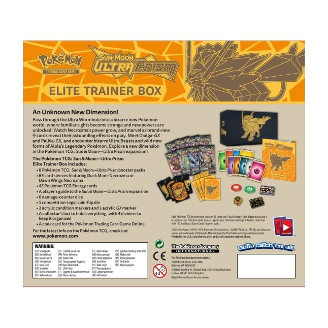 Picture of back of Pokemon Sun & Moon Ultra Prism Elite Trainer Box [Dusk Mane Necrozma]
