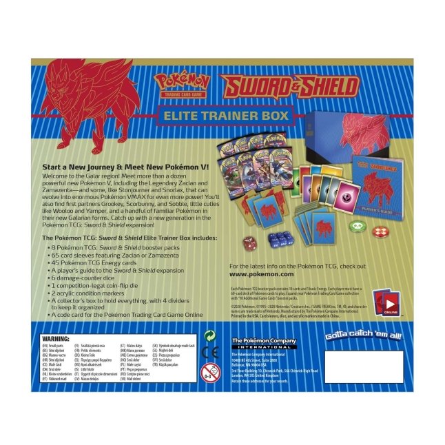 Picture of back of Pokemon Sword & Shield Elite Trainer Box [Zamazenta]