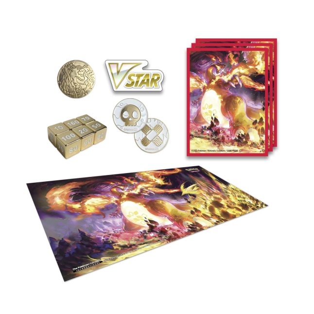 Picture of dice and playmat in Pokemon Sword & Shield Ultra Premium Collection [Charizard]