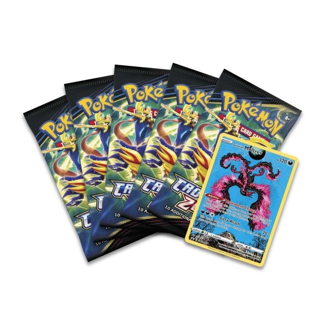 Picture of expansion packs in Pokemon TCG: Crown Zenith Tin [Moltres]