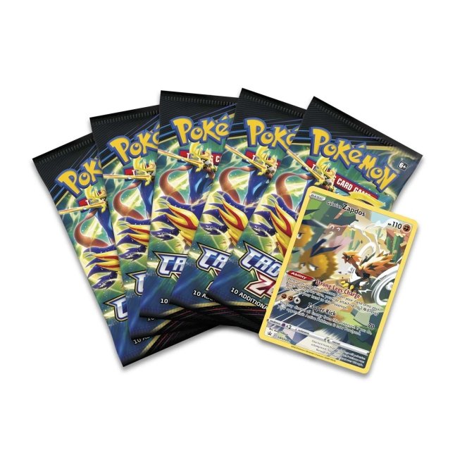 Picture of expansion packs in Pokemon TCG: Crown Zenith Tin [Zapdos]