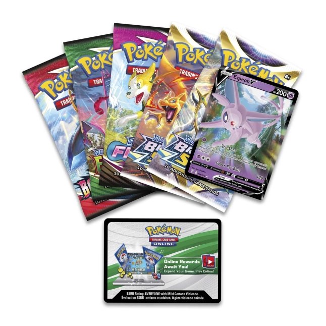 Picture of expansion packs in Pokemon TCG: V Hero Tin [Espeon]