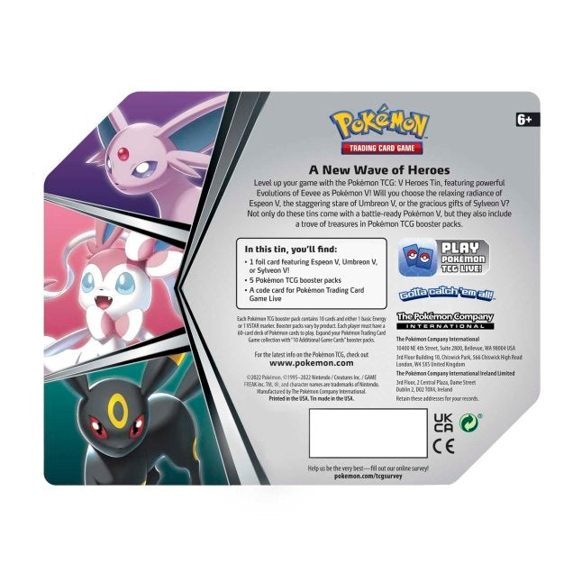 Picture of back of Pokemon TCG: V Hero Tin [Espeon]