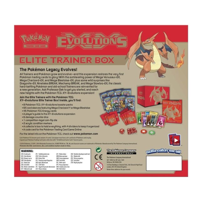 Picture of back of Pokemon XY Evolutions Elite Trainer Box [Charizard]