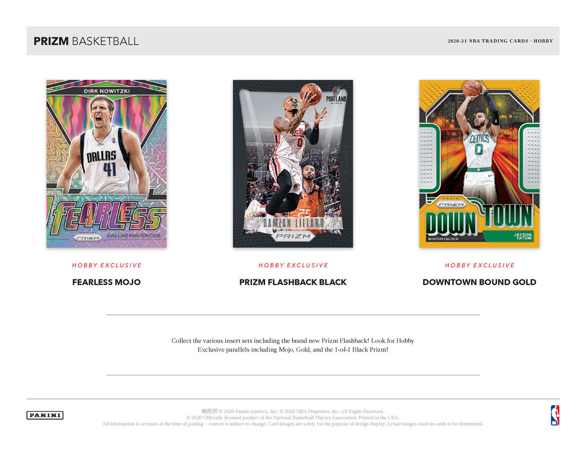 Picture of highlight cards in 2020/21 Panini Prizm 1st Off The Line (FOTL) Basketball Hobby Box