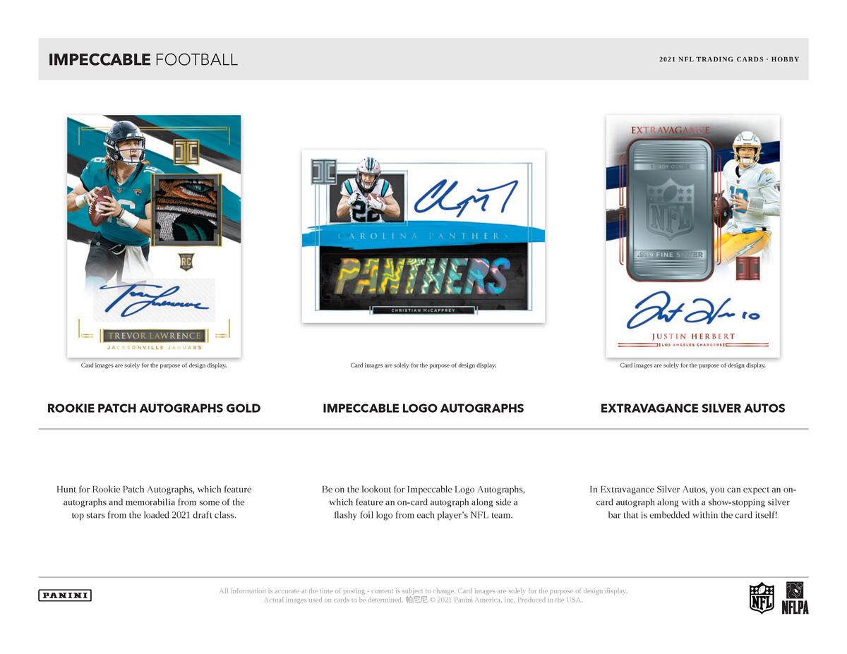 Picture of  legend cards in 2021 Panini Impeccable Football Hobby Box