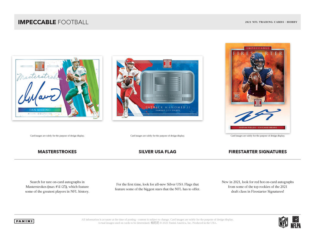 Picture of highlight cards in 2021 Panini Impeccable Football Hobby Box