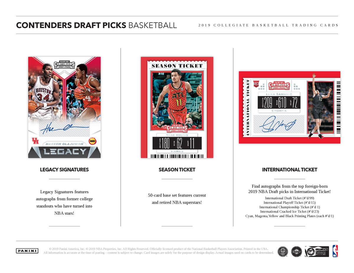 Picture of rookie cards in 2019/20 Panini Contenders Draft Picks 1st Off The Line (FOTL) Basketball Hobby Box