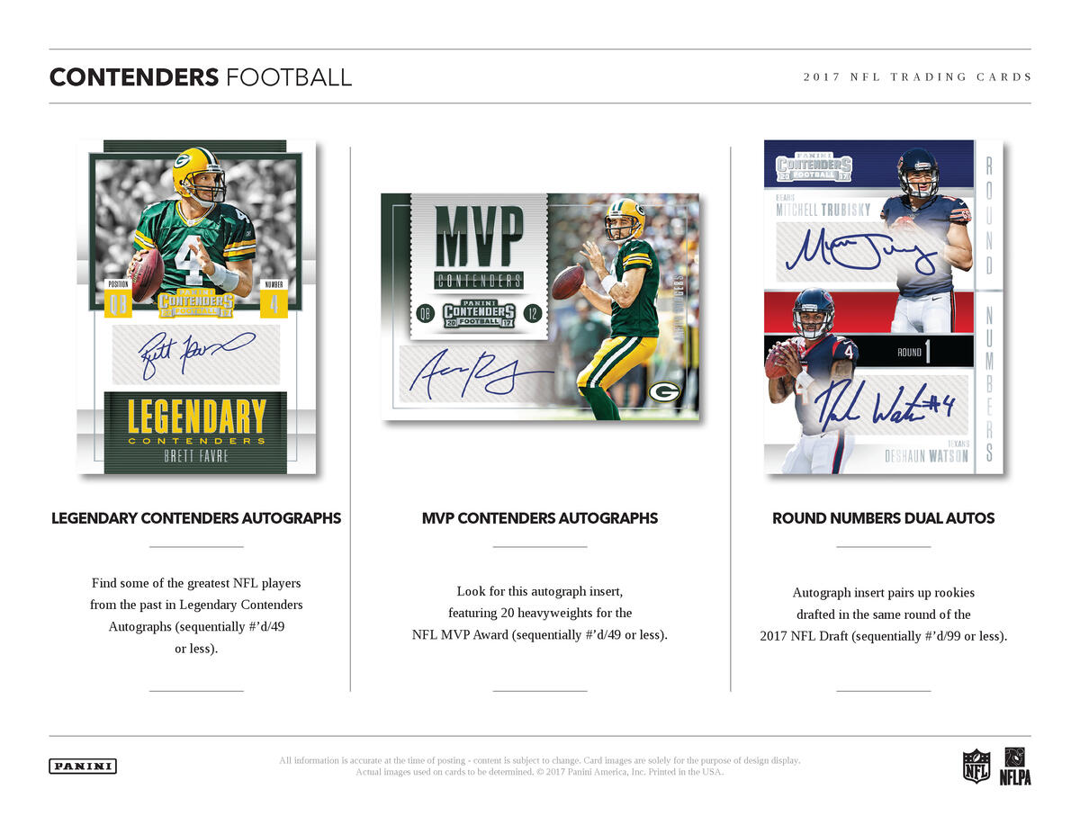 Picture of  legend cards in 2017 Panini Contenders Football Hobby Box