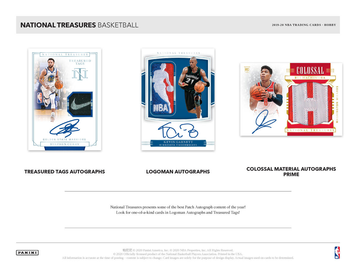 Picture of  legend cards in 2019/20 Panini National Treasures Basketball Hobby Box