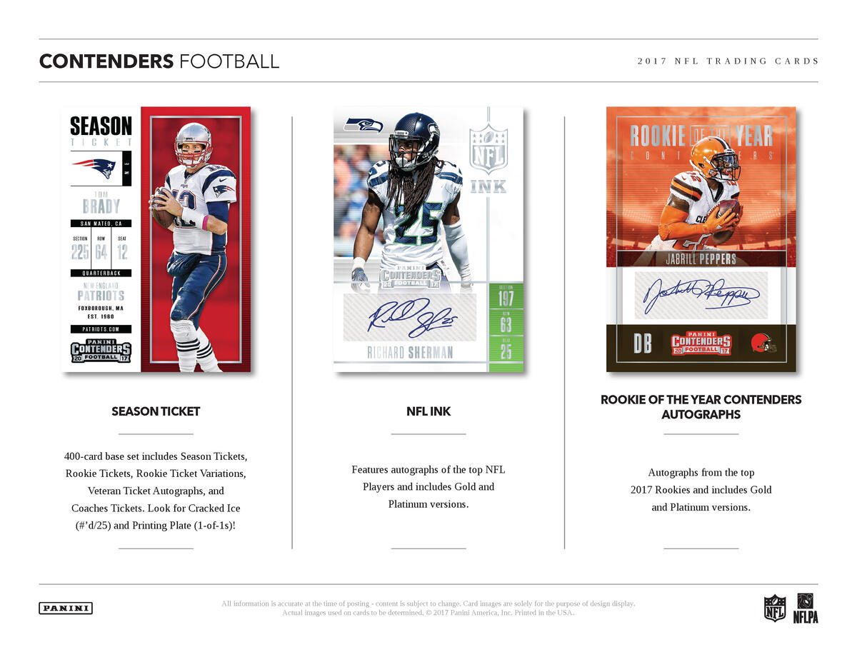 Picture of highlight cards in 2017 Panini Contenders Football Hobby Box