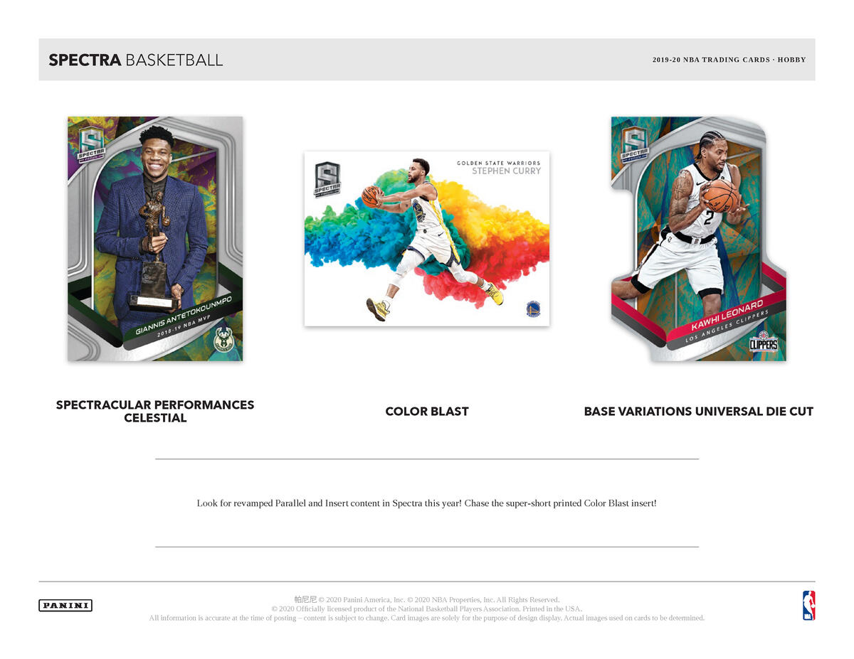 Picture of highlight cards in 2019/20 Panini Spectra 1st Off The Line (FOTL) Basketball Hobby Box