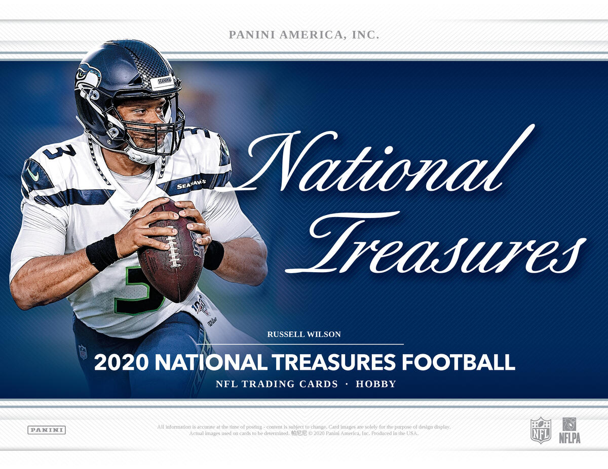 Picture of key players in 2020 Panini National Treasures 1st Off The Line (FOTL) Football Hobby Box