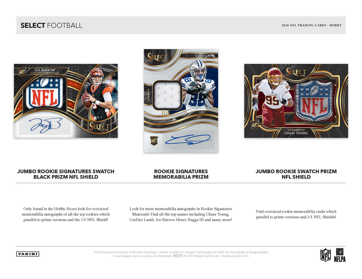 Picture of  legend cards in 2020 Panini Select Football Hobby Box