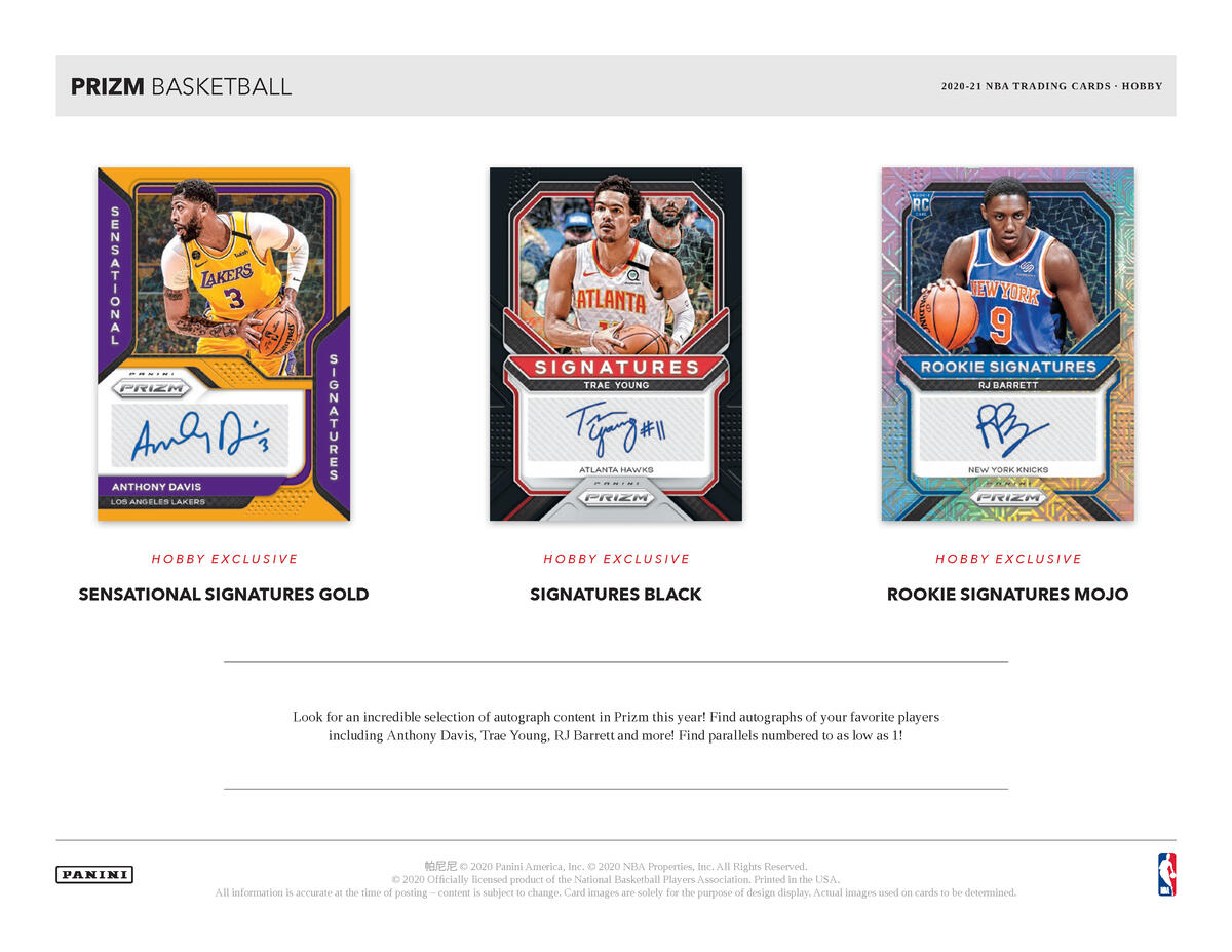 Picture of  legend cards in 2020/21 Panini Prizm 1st Off The Line (FOTL) Basketball Hobby Box